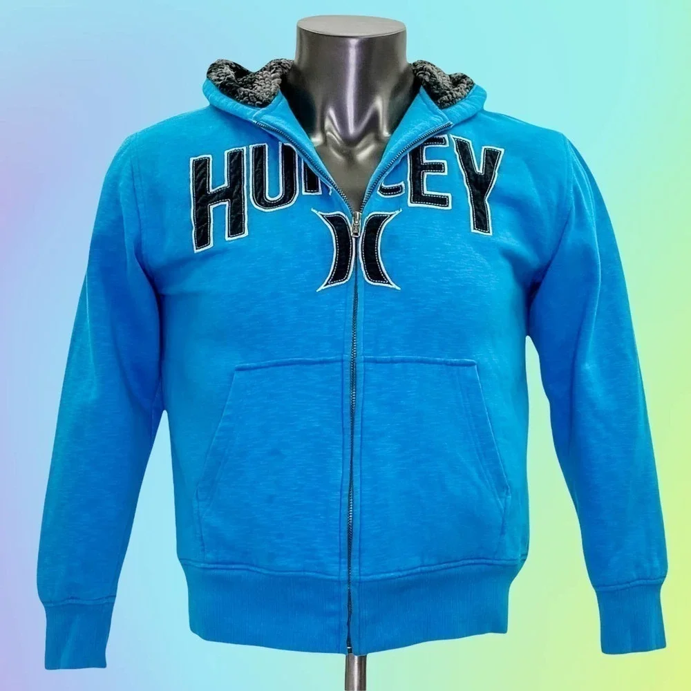 HURLEY Blue Plush Lined Full Zip Sweatshirt